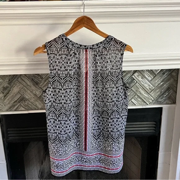 Sheer LIZ CLAIBORNE SLEEVELESS Floral Print BLOUSE Top SHIRT Size Medium M - Picture 5 of 10